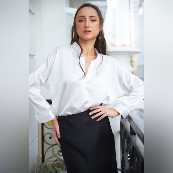 Black Midi Slip Skirt, Silk Blended Skirt, Satin Black Silk Skirt, 90s slip - Picture 4 of 12